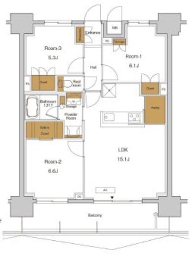 RJRプレシア東十条ガーデン 1015 間取り図