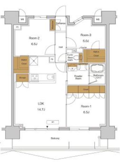 RJRプレシア東十条ガーデン 1016 間取り図