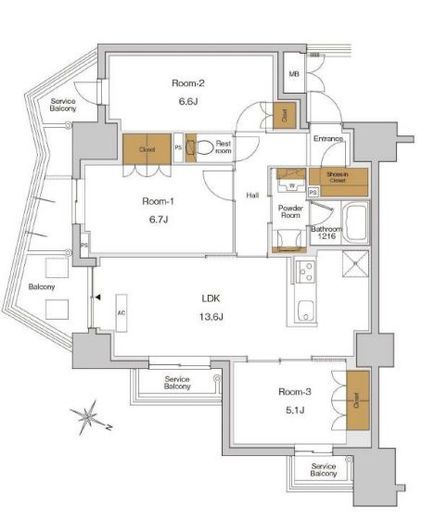 RJRプレシア東十条ガーデン 913 間取り図