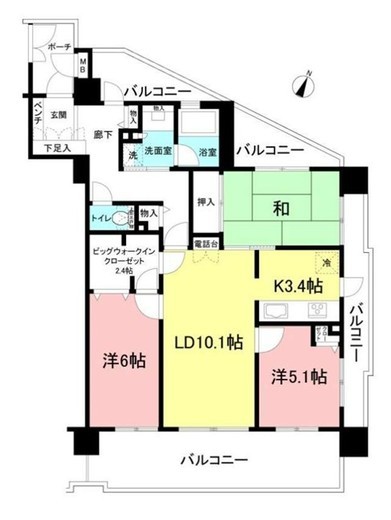クレストフォルム横浜ポートサイド 11階 間取り図
