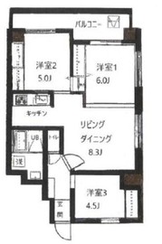ゼファー月島 7F1 間取り図