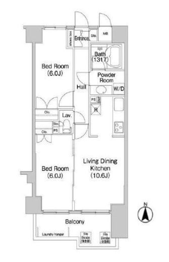 コンフォリア新子安 302 間取り図
