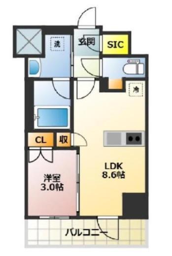 デュオステージ立川曙町 3階 間取り図