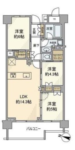 ブリリア大島パークサイド 3階 間取り図