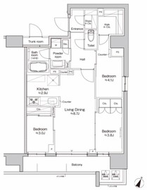 プラウドフラット大井町 1502 間取り図