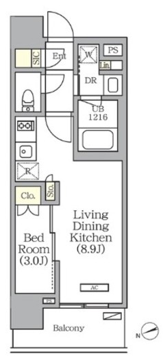 グランエール西日暮里 602 間取り図