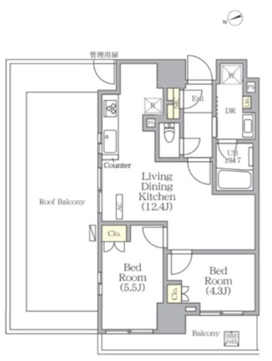 グランエール西日暮里 1102 間取り図