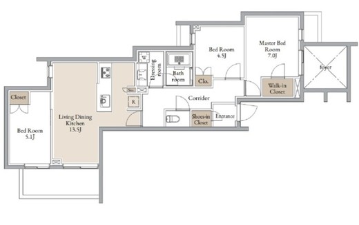 CLARITIA YOKOHAMA TAMMACHI (クラリティア横濱反町) 307 間取り図