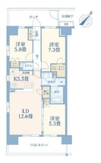 ザ・パークハウスオイコス赤羽志茂フォーススクエア 3階 間取り図