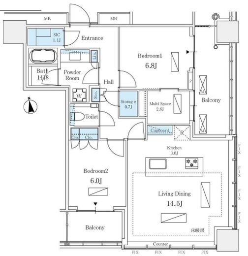 WORLD TOWER RESIDENCE 34階 間取り図
