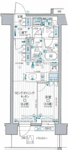デュオステージ立川錦町 9階 間取り図