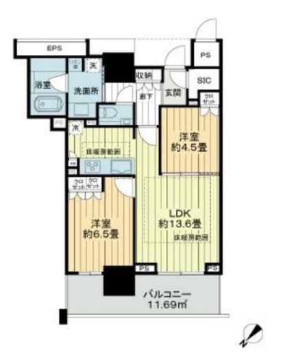 ブランズタワー豊洲 36階 間取り図