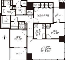 ザ・パークハウス白金二丁目タワー 6階 間取り図