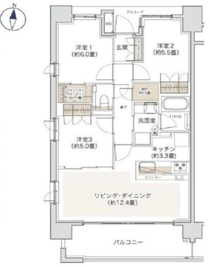 ザ・パークハウス杉並和田 3階 間取り図