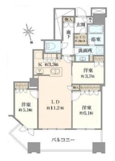 富久クロスコンフォートタワー(Tomihisa Cross)  52階 間取り図