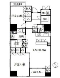 レフィール築地レジデンス 11階 間取り図