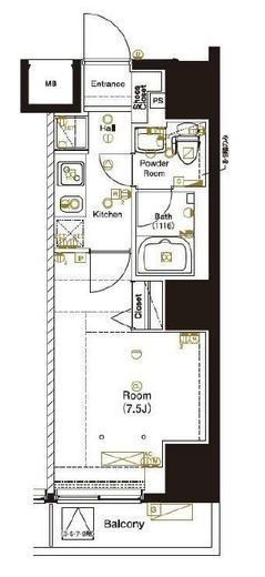 マーロ後楽園 402 間取り図