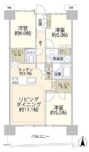 ガーデンクロス東京王子 6階 間取り図