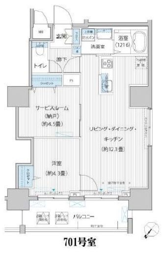 グランデュール富士 601 間取り図