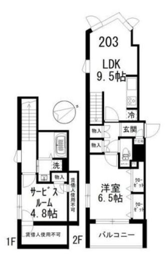 カスガ ディアコート赤坂 203 間取り図