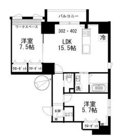 カスガ ディアコート赤坂 402 間取り図