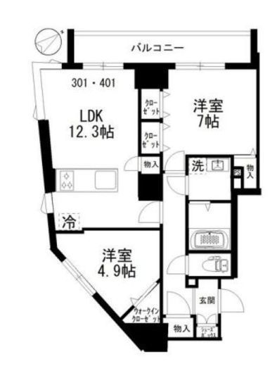 カスガ ディアコート赤坂 401 間取り図