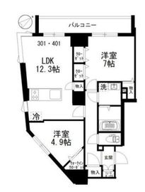 カスガ ディアコート赤坂 401 間取り図