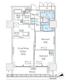 ロイヤルパークス品川 2111 間取り図