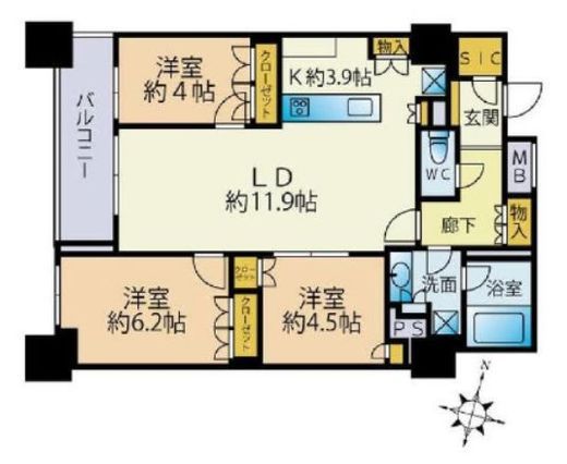 ザ・湾岸タワーレックスガーデン 11階 間取り図