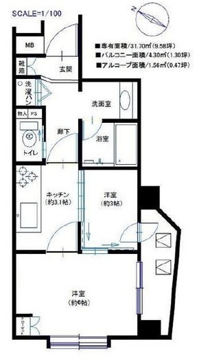 ジェイパーク神楽坂 4階 間取り図