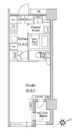スタイリオ元住吉2 304 間取り図