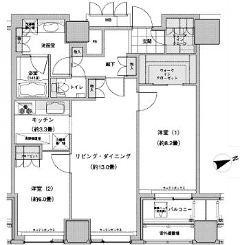 ウエストパークタワー池袋 2908 間取り図