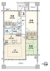 クリオレミントンヴィレッジ国立 3階 間取り図