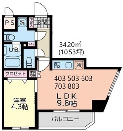 イーストサイド 803 間取り図