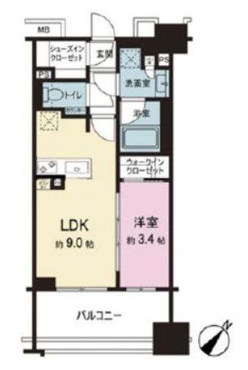 ネベル横浜関内 6階 間取り図