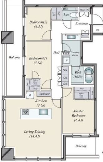 WORLD TOWER RESIDENCE 16階 間取り図