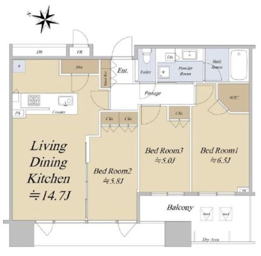 シティタワー大井町 13階 間取り図