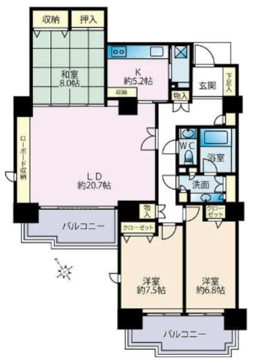 パークハウス多摩川南参番館 10階 間取り図