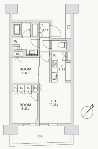 HARUMI FLAG SUN VILLAGE (晴海フラッグ サンヴィレッジ) 2階 間取り図