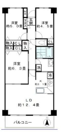 ジュネス 5階 間取り図