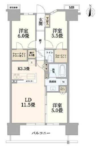 シティテラス川崎鈴木町グランドシーズンズ 3階 間取り図