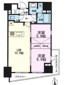 パークリュクス新宿御苑前mono 14階 間取り図