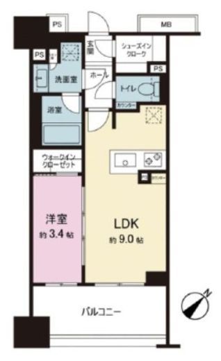 ネベル横浜関内 9階 間取り図