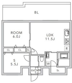 クレアーレ上目黒諏訪山 402 間取り図