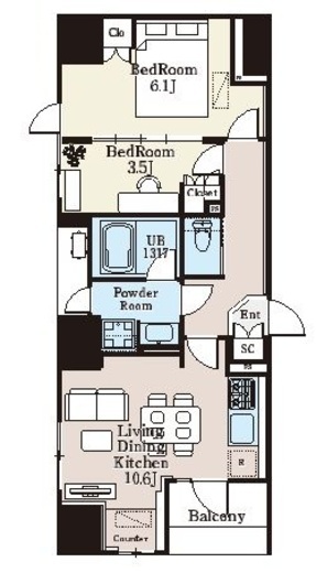 ザ・ライオンズフォーシア町屋 204 間取り図