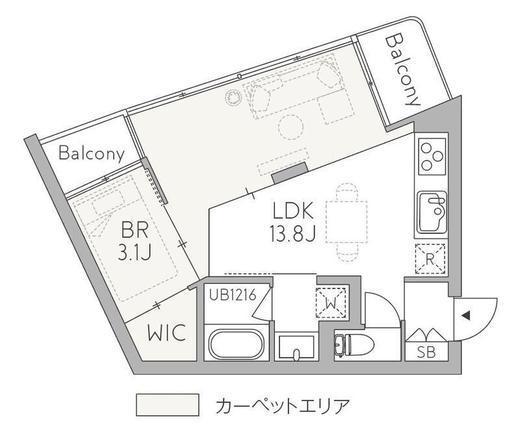 グランデュオ祐天寺2 (GranDuo Yutenji2) 203 間取り図