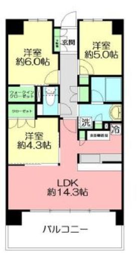 リストレジデンス茅ヶ崎 5F1 間取り図