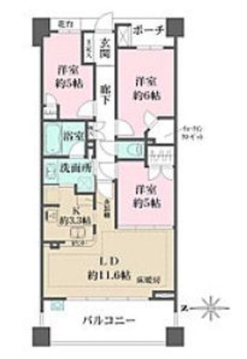 プラウド横濱鶴見 5階 間取り図