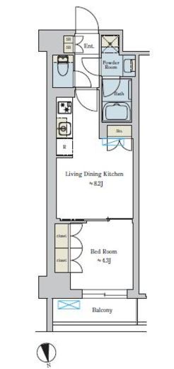 ブリリアイスト池尻大橋 303 間取り図