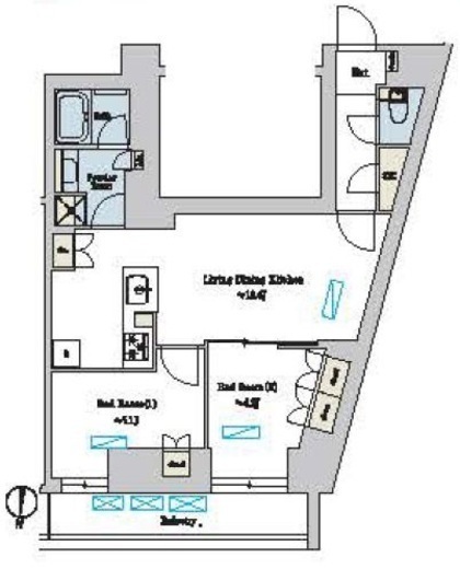 ブリリアイスト池尻大橋 401 間取り図